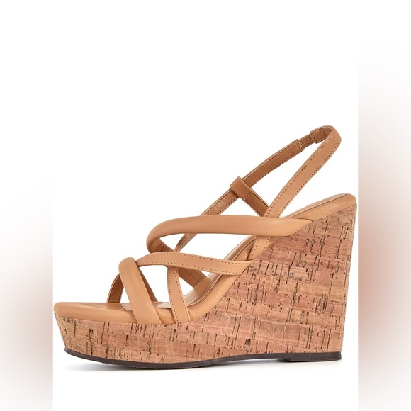 Coutgo Women Platform Wedge Sandals Cork Slingback Wedges - Size 9 NEW - Picture 3 of 7